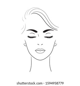 Beautiful woman face. Line illustration. Vector Stock illustration isolated on white background.