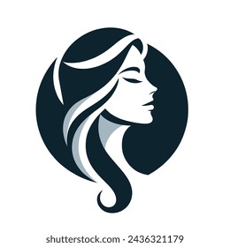 Beautiful woman face logo. Hair, spa and aesthetics business concept. Modern, elegant, luxury style. Vector illustration