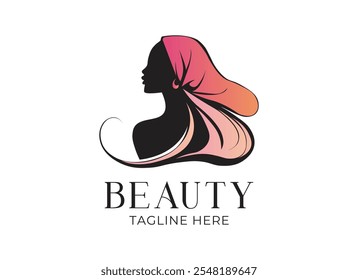 Logo de cara de mujer hermosa, concepto de negocio de cabello, spa y estética, diseño de logotipo de belleza de mujer con concepto único moderno, diseño de logotipo de reina de belleza de lujo, logotipo de salón de mujer, Ilustración vectorial