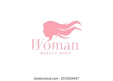 Beautiful woman face logo. Hair, spa and aesthetics business concept. Modern, elegant, luxury style. Vector illustration