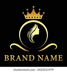 Beautiful woman face logo sample, vector illustration