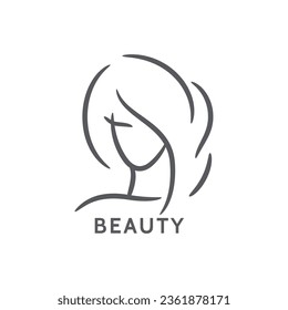 Beautiful woman face logo template for hair salon vector illustration on white background.