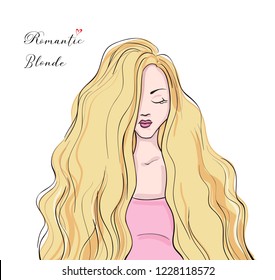 beautiful woman face with long hair. vector illustration desing concept for t shirt/phone case