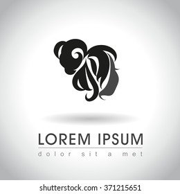 Beautiful woman face with messy bun logo sample, vector illustration