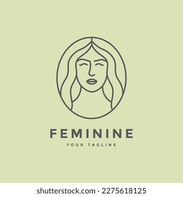 beautiful woman face natural freshness salon make up hairstyle logo design vector