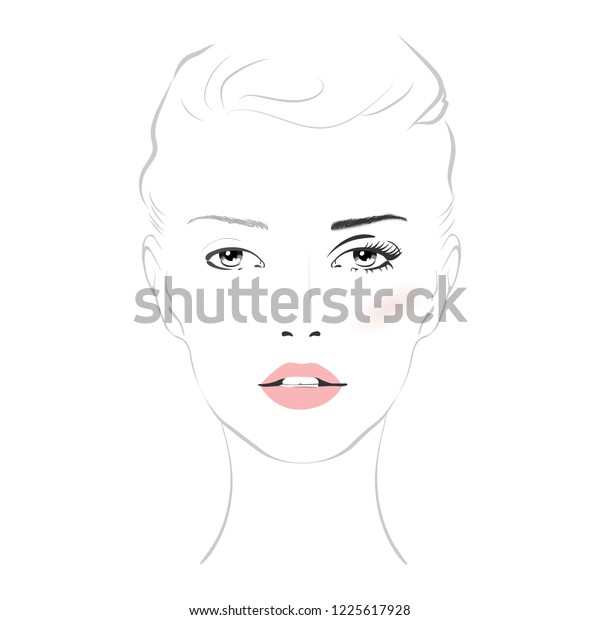 Beautiful Woman Face Nude Makeup Hand Stock Vector Royalty Free