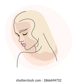 beautiful woman face profile contours one line