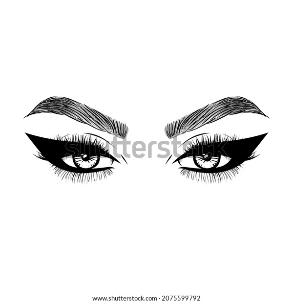 Beautiful Woman Face Sexy Luxurious Eyelashes Stock Vector Royalty Free Shutterstock