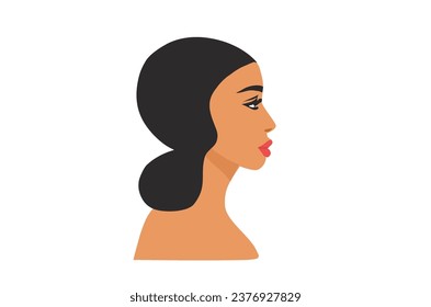Beautiful woman face side view  vector-illustration