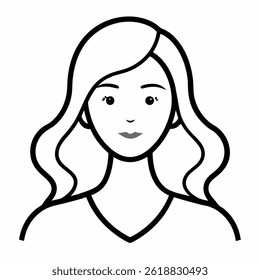 Beautiful woman face side view outline icon on white background
