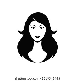 Beautiful woman face silhouette icon on white background