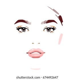 Beautiful woman face wearing makeup. Vector illustration eps 10