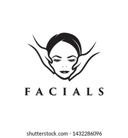 Beautiful woman facials logo design, vector illustration