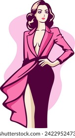 A Beautiful Woman Fashion Show Illustration captures the essence of elegance and style on the runway.