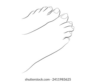 Beautiful woman feet line drawing isolated on white background - vector illustration