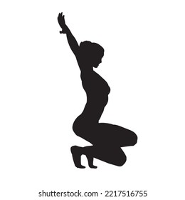 Beautiful woman  Female character happy  Positive  healthy activity vector silhouette 