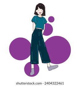 Beautiful woman with feminine ootd