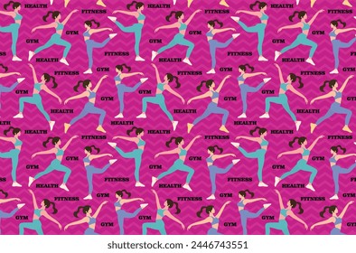Beautiful woman, fitness girl illustration, gym, fitness girl with the text, health, fitness, pattern