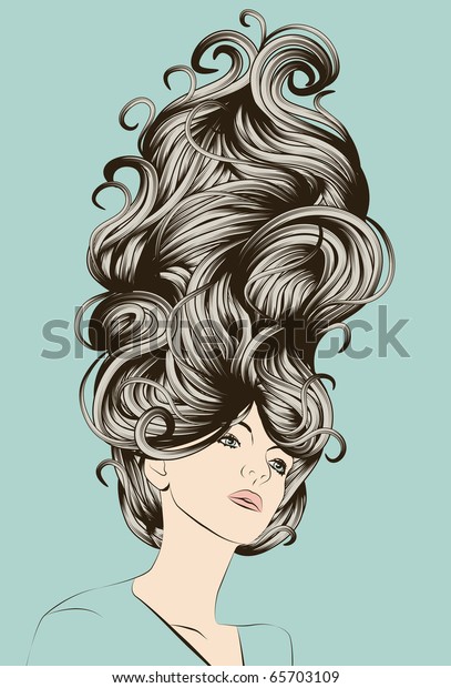Beautiful woman with funky\
detailed hair