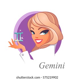 Beautiful woman as Gemini  zodiac sign.