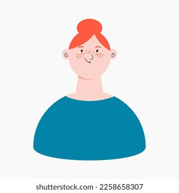 Beautiful woman, girl with long hair, isolated on white. Flat style vector illustration. Female cartoon character. Design element for 8 March, Womens Day card, banner, poster. Gender equality concept