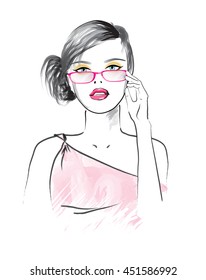 Beautiful woman in the glasses 