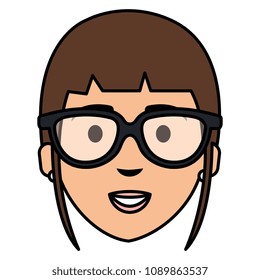 beautiful woman with glasses head avatar character