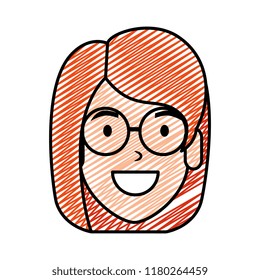 beautiful woman with glasses head character