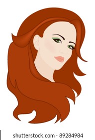 beautiful woman with gorgeous red hair ector illustration