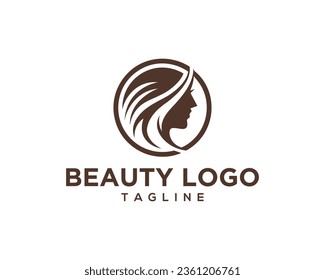 Beautiful woman hair salon logo premium vector icon design template.