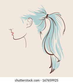 beautiful woman with hair style sketch vector illustration eps 10