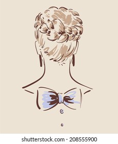 Beautiful woman hairstyle view from back illustration eps 10