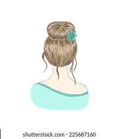 Beautiful woman with hairstyle view from back