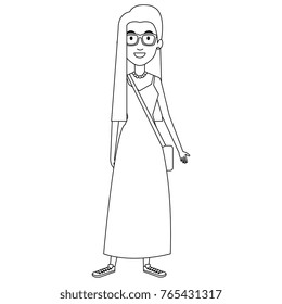beautiful woman with handbag avatar character