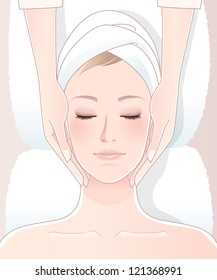 Beautiful woman having spa  massage.Clipping mask,transparency, blending tool, gradation is used in this EPS10 file.