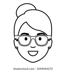 beautiful woman head with glasses avatar character