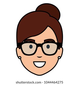 beautiful woman head with glasses avatar character