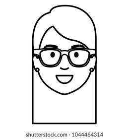 beautiful woman head with glasses avatar character