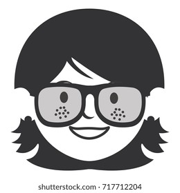 beautiful woman head with glasses avatar character