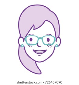 beautiful woman head with glasses avatar character