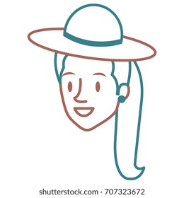 beautiful woman head with hat avatar character