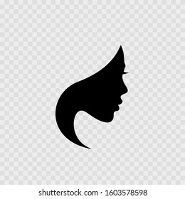 Beautiful woman head silhouette. Young Lady profile. Logo design. Isolated. Vector