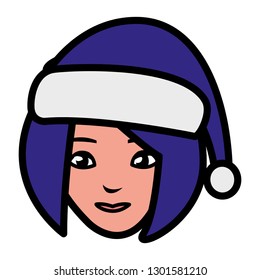 beautiful woman head with winter hat
