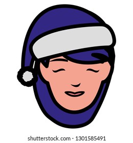 beautiful woman head with winter hat