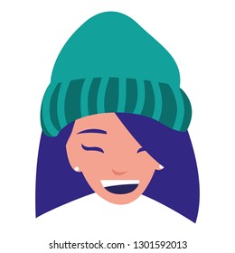 beautiful woman head with winter hat