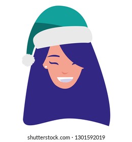 beautiful woman head with winter hat