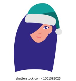 beautiful woman head with winter hat