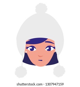 beautiful woman head with winter hat