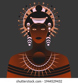 beautiful woman in a headdress. vector queen. 