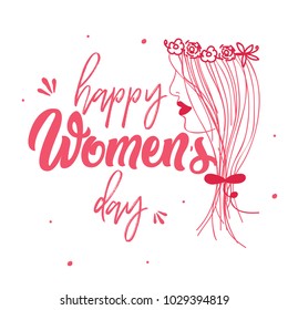 Beautiful woman with her hair tangled. Vector illustration of women's day.